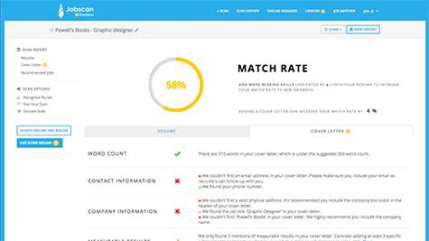 Jobscan Cover Letter Optimization Report