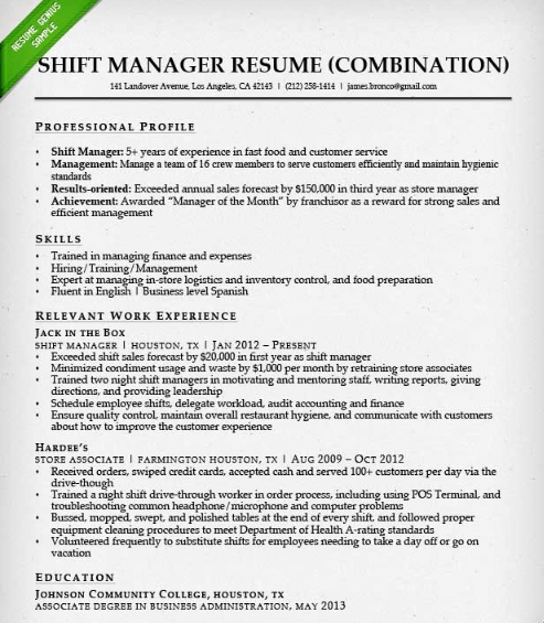 resume example that could be useful in a career change