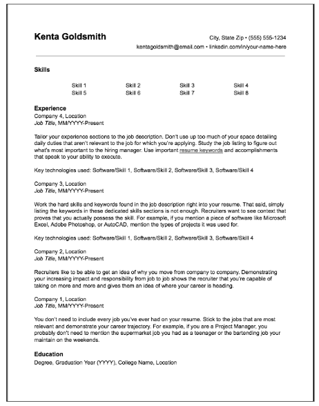 hybrid resume