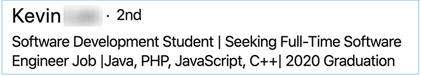 student linkedin headline example